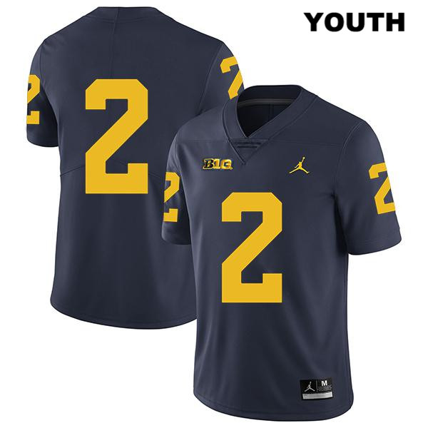 Youth NCAA Michigan Wolverines Jake Moody #2 No Name Navy Jordan Brand Authentic Stitched Legend Football College Jersey CR25M06QA